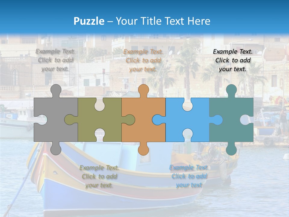 A Colorful Boat In The Water With A City In The Background PowerPoint Template