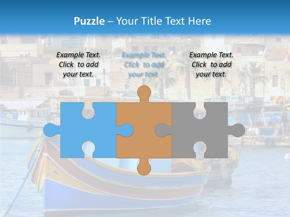 A Colorful Boat In The Water With A City In The Background PowerPoint Template