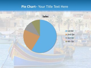 A Colorful Boat In The Water With A City In The Background PowerPoint Template