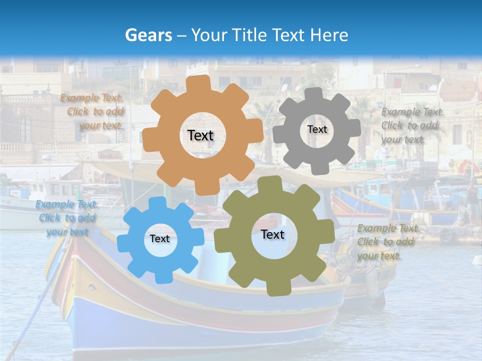 A Colorful Boat In The Water With A City In The Background PowerPoint Template