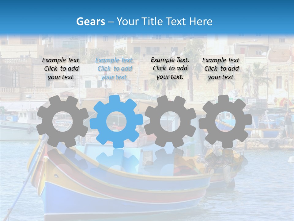 A Colorful Boat In The Water With A City In The Background PowerPoint Template