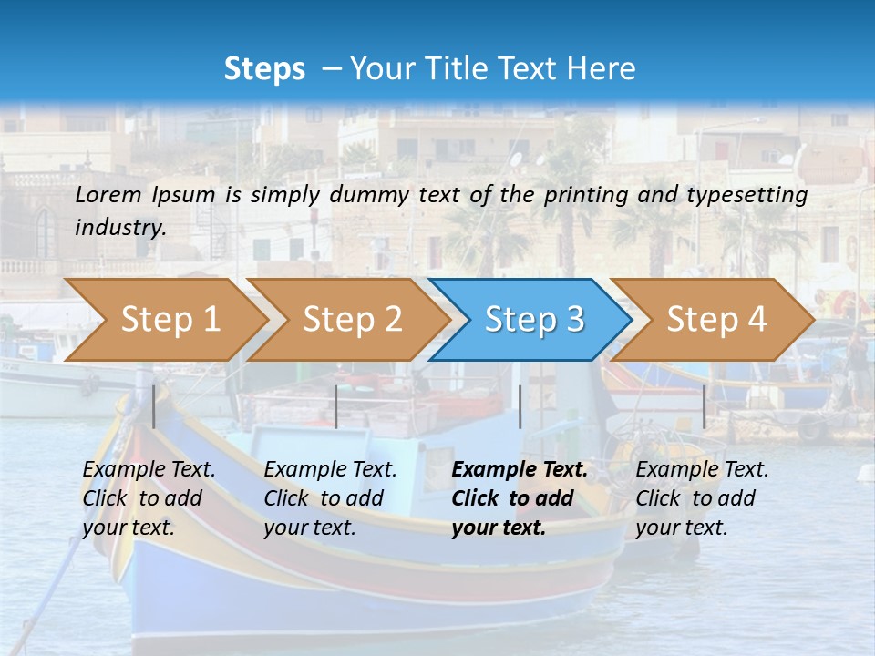 A Colorful Boat In The Water With A City In The Background PowerPoint Template