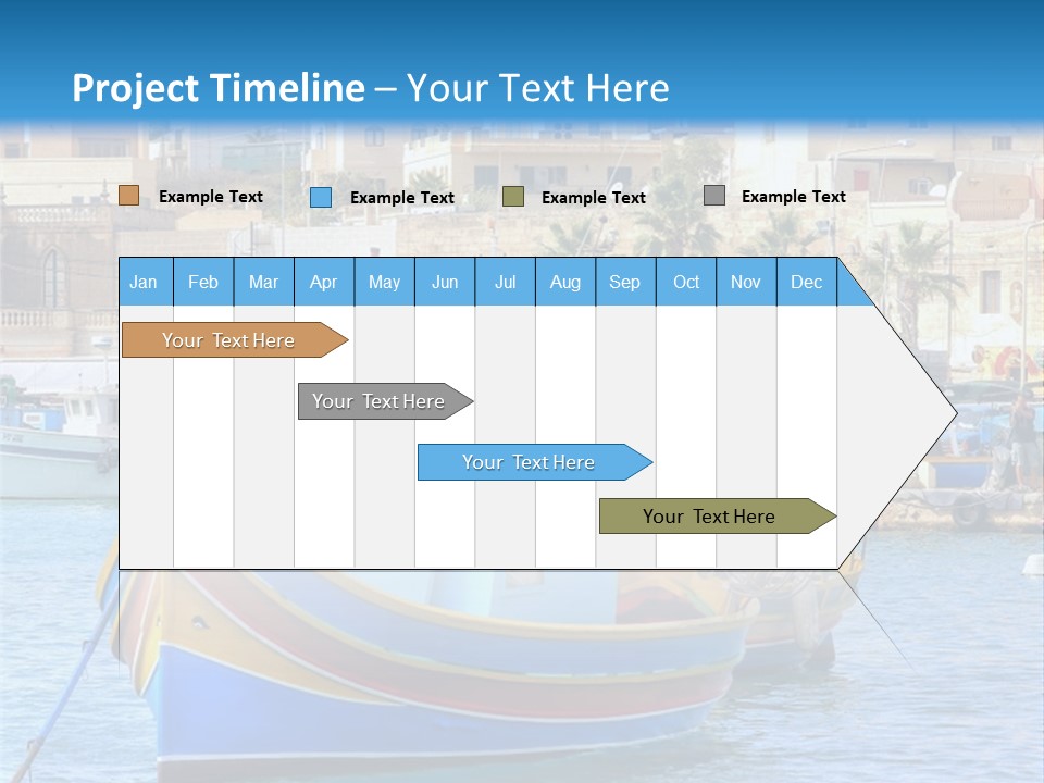 A Colorful Boat In The Water With A City In The Background PowerPoint Template