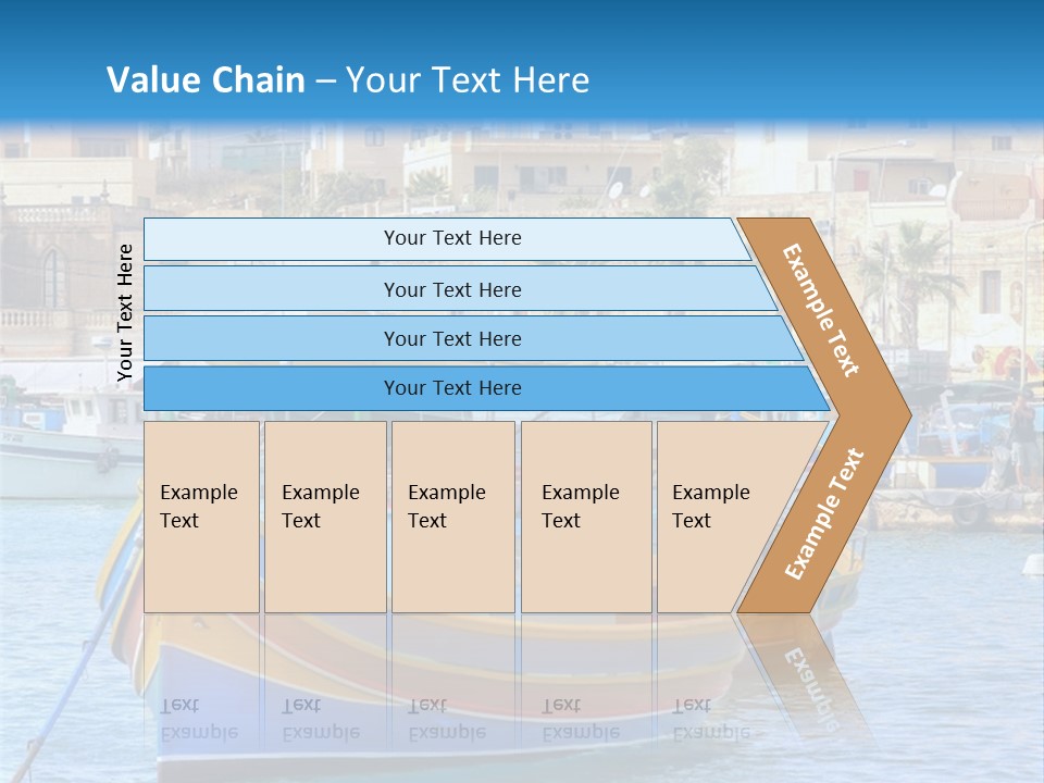 A Colorful Boat In The Water With A City In The Background PowerPoint Template