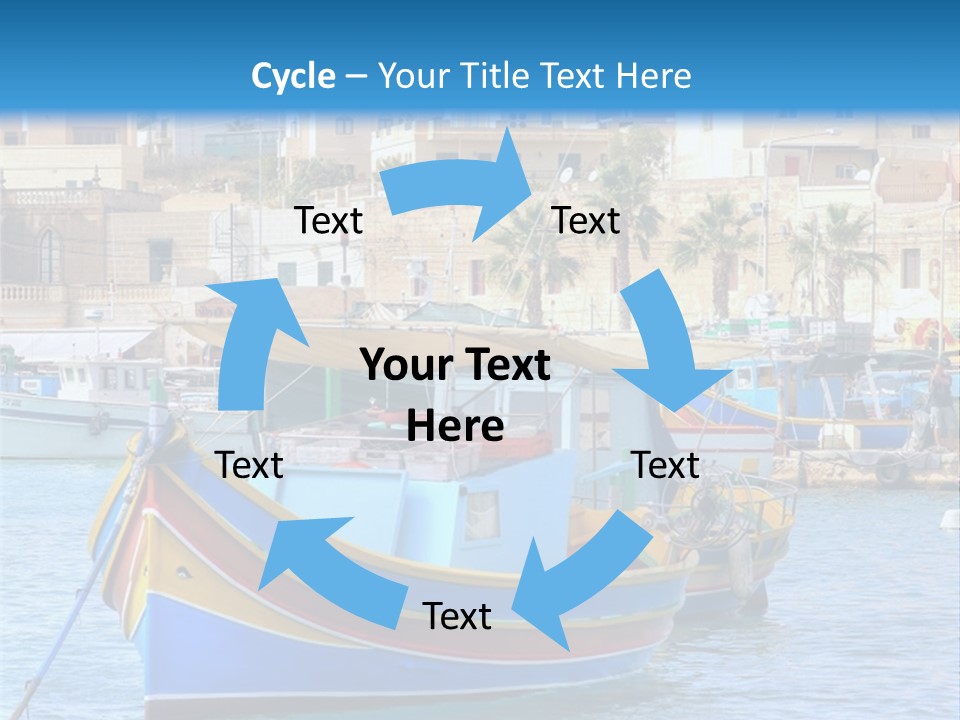 A Colorful Boat In The Water With A City In The Background PowerPoint Template