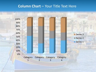 A Colorful Boat In The Water With A City In The Background PowerPoint Template