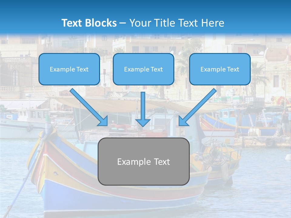 A Colorful Boat In The Water With A City In The Background PowerPoint Template