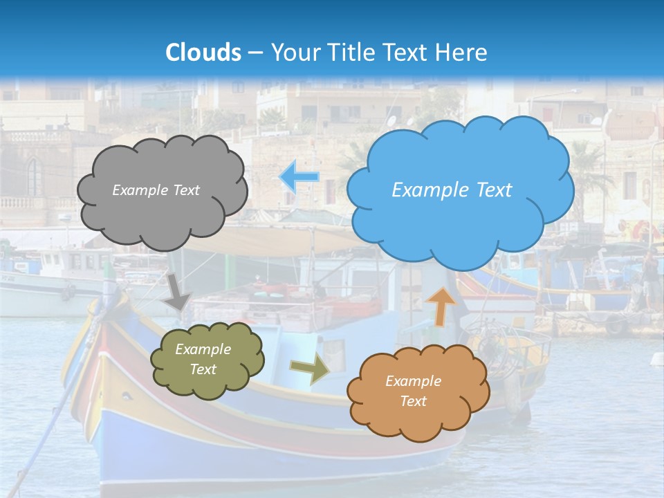 A Colorful Boat In The Water With A City In The Background PowerPoint Template