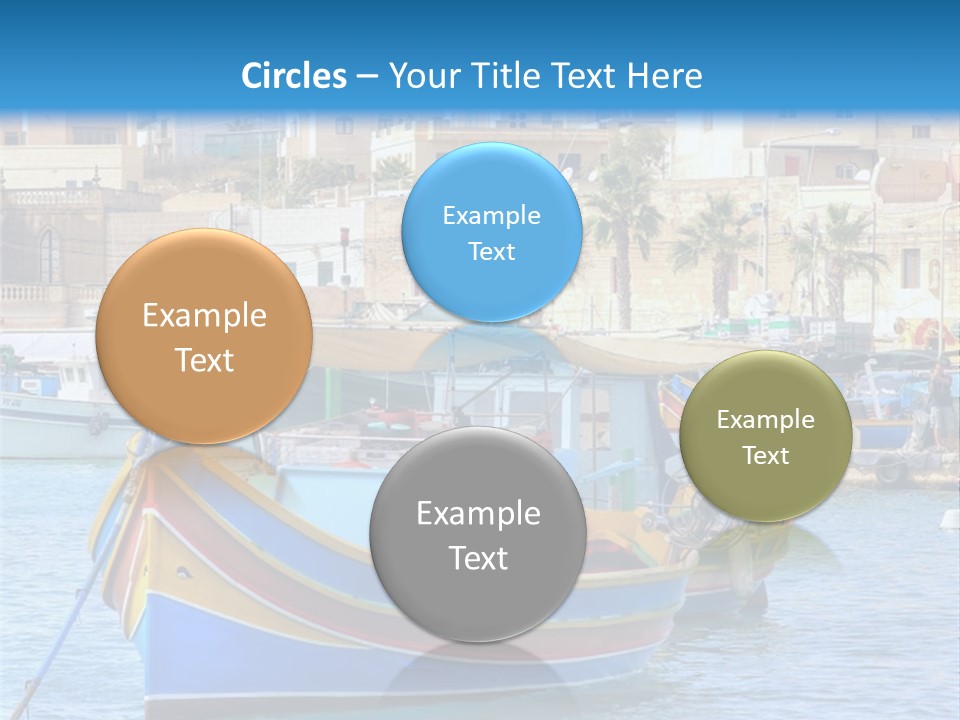 A Colorful Boat In The Water With A City In The Background PowerPoint Template