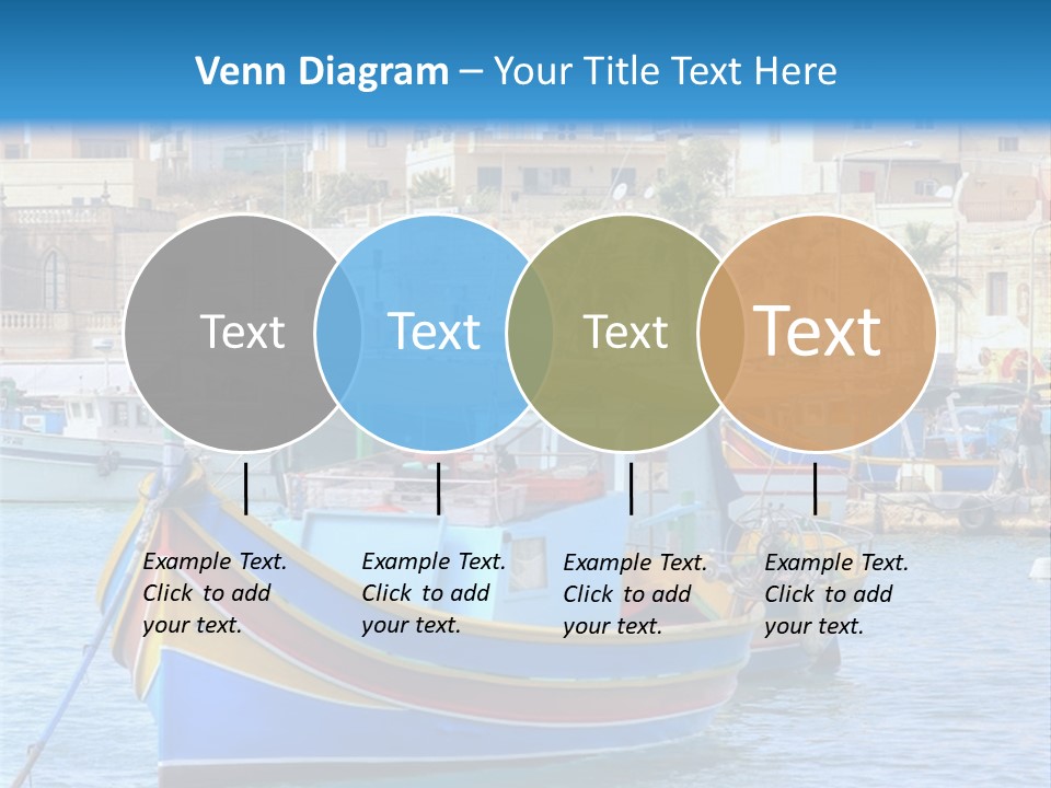 A Colorful Boat In The Water With A City In The Background PowerPoint Template