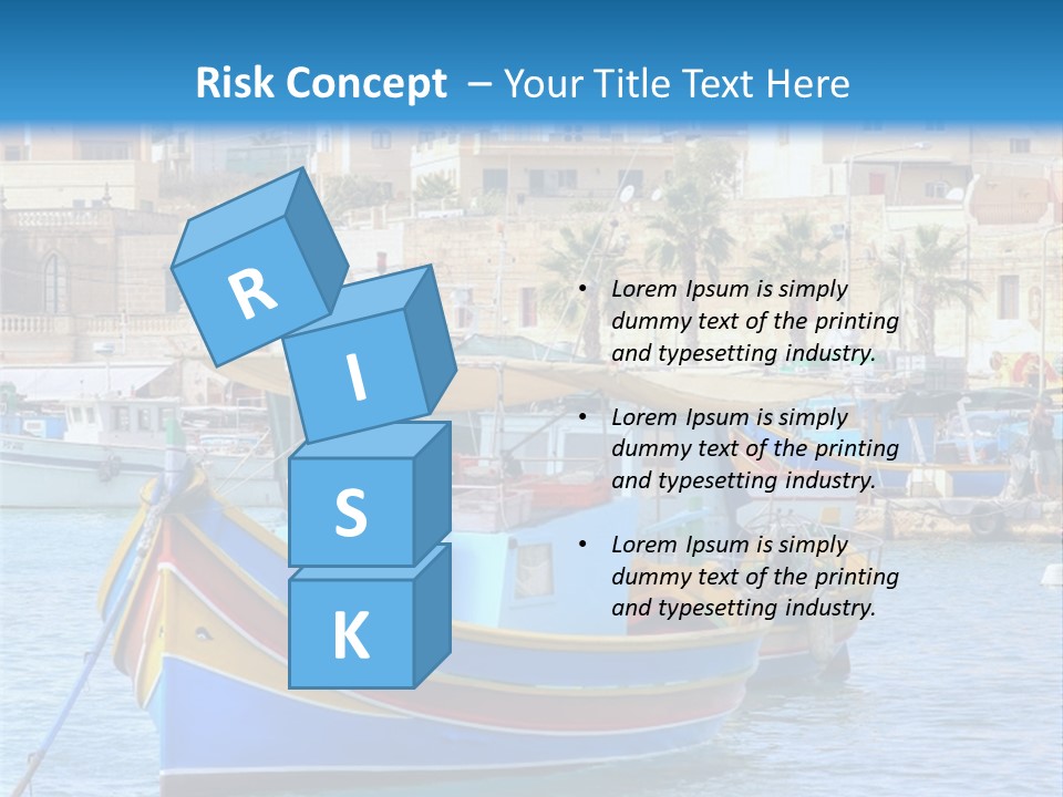 A Colorful Boat In The Water With A City In The Background PowerPoint Template