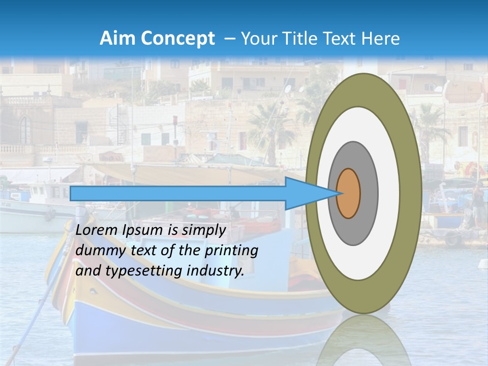 A Colorful Boat In The Water With A City In The Background PowerPoint Template