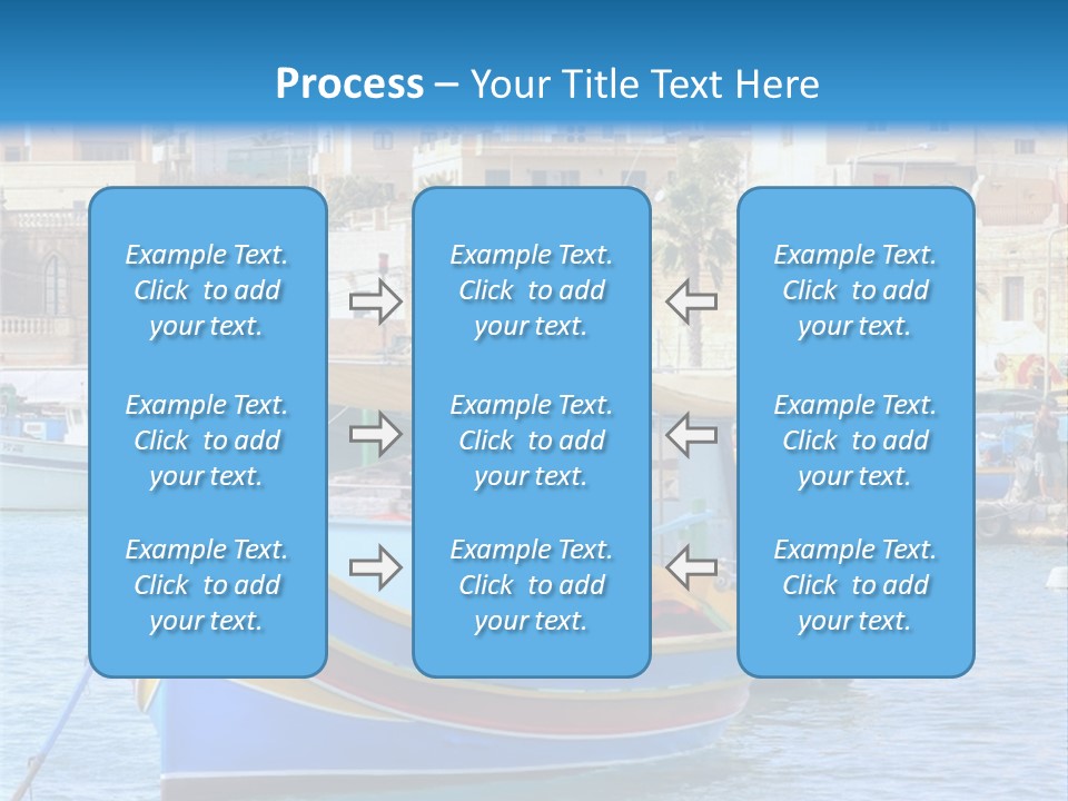 A Colorful Boat In The Water With A City In The Background PowerPoint Template