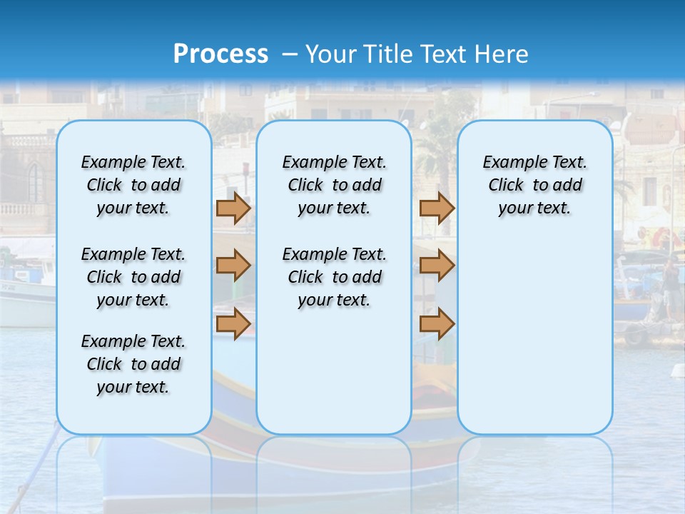 A Colorful Boat In The Water With A City In The Background PowerPoint Template