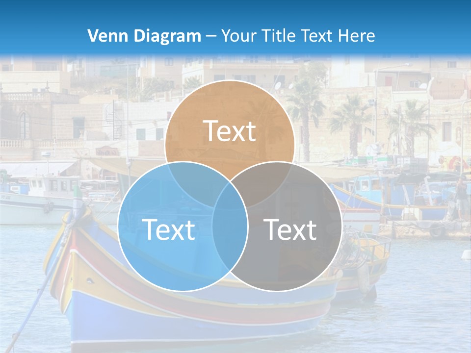 A Colorful Boat In The Water With A City In The Background PowerPoint Template