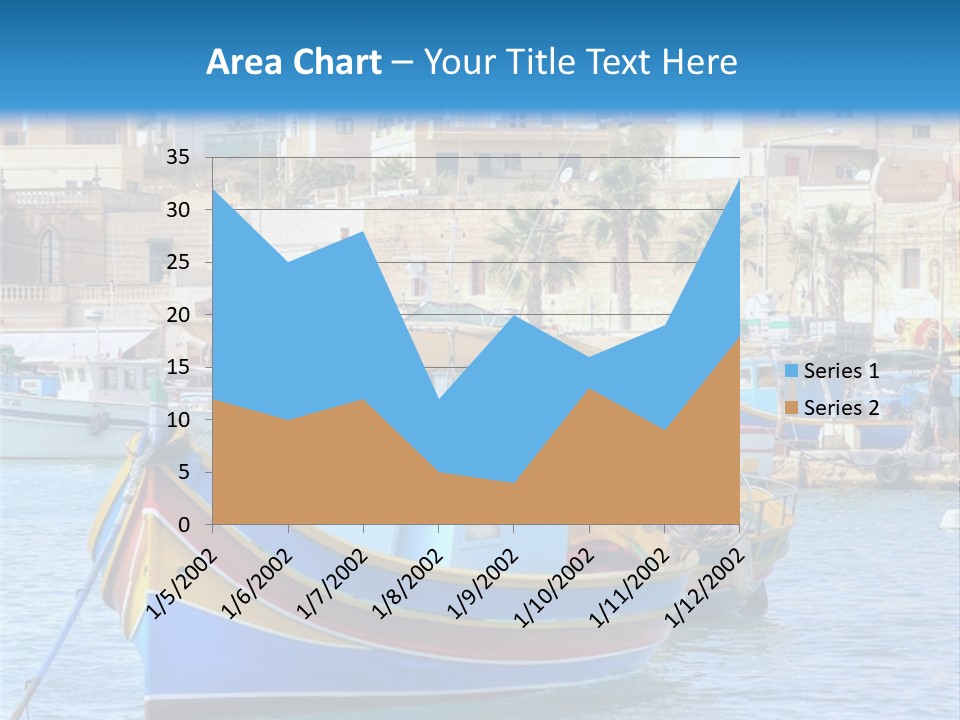 A Colorful Boat In The Water With A City In The Background PowerPoint Template