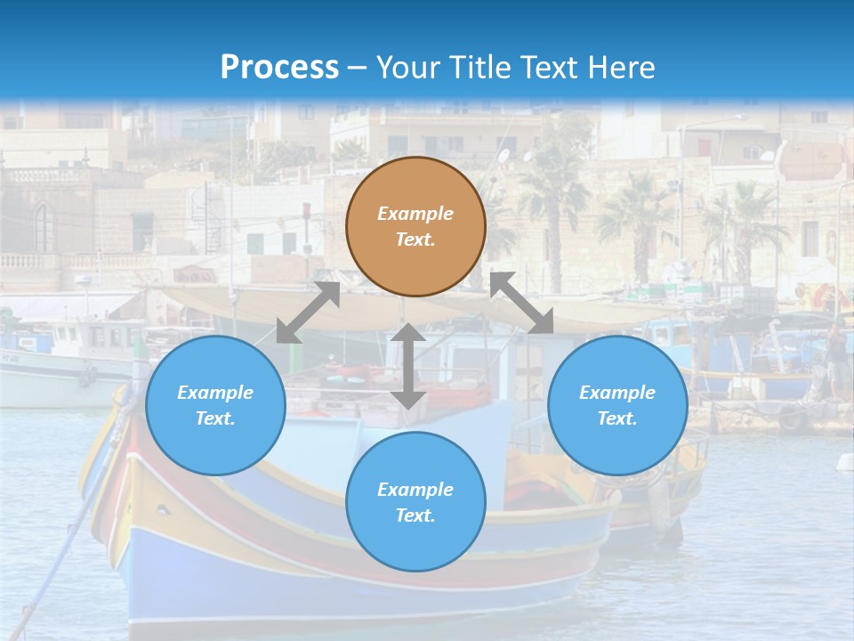 A Colorful Boat In The Water With A City In The Background PowerPoint Template