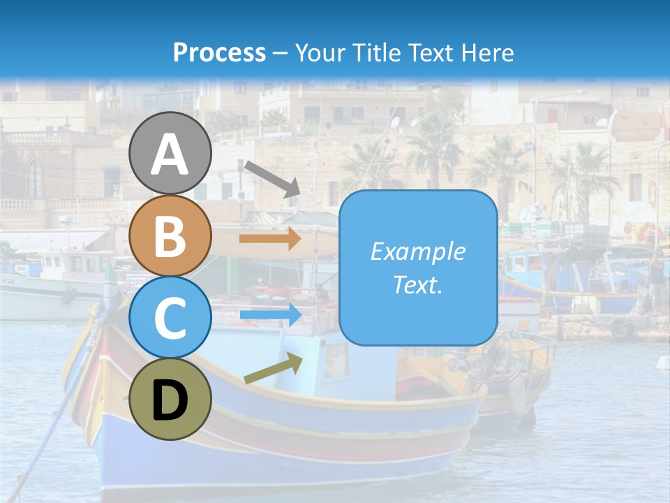 A Colorful Boat In The Water With A City In The Background PowerPoint Template