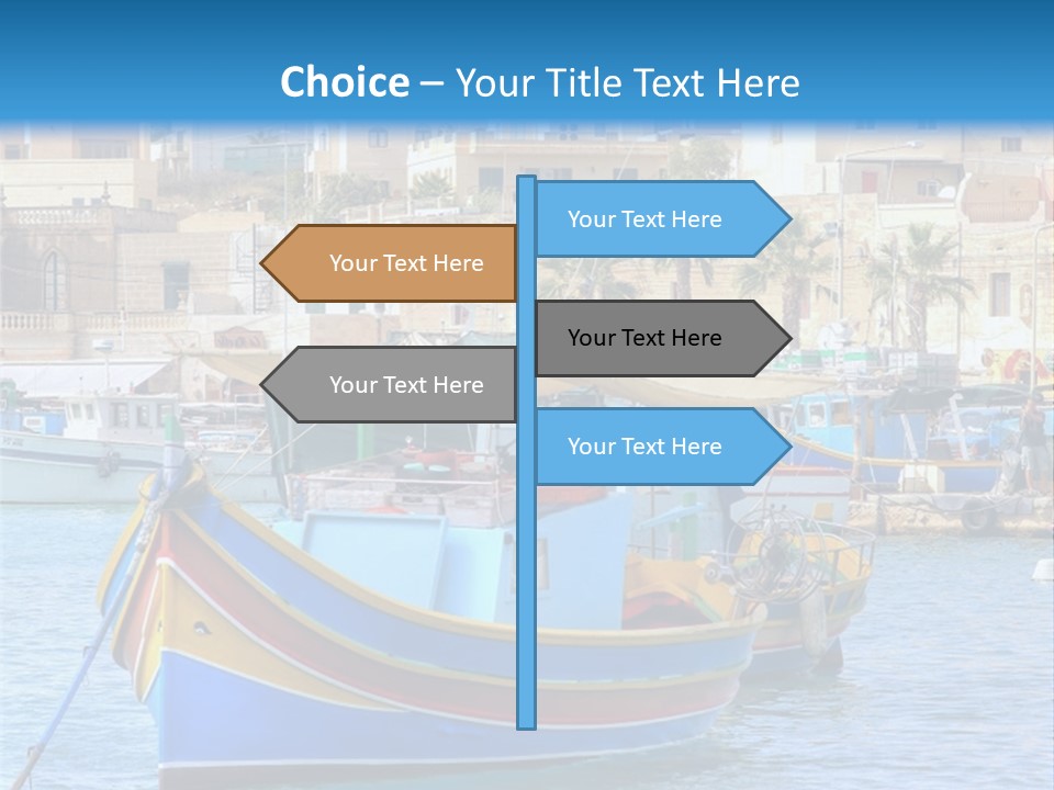 A Colorful Boat In The Water With A City In The Background PowerPoint Template