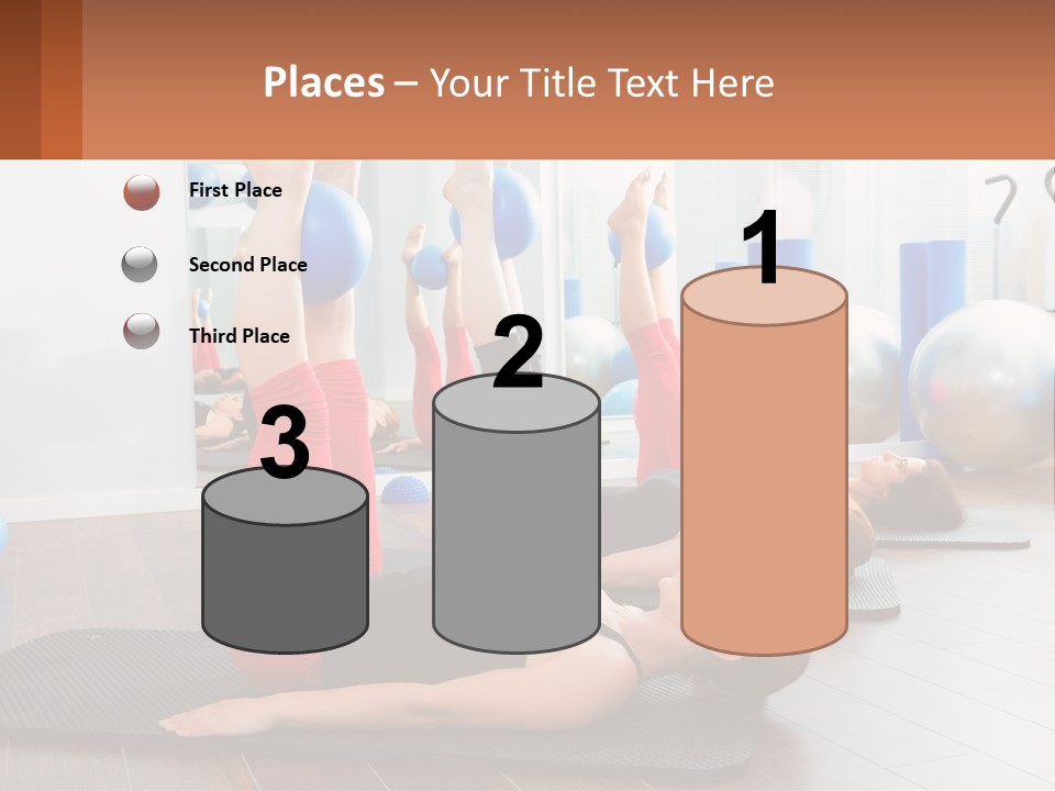 A Group Of Women Doing Yoga Exercises In A Gym PowerPoint Template
