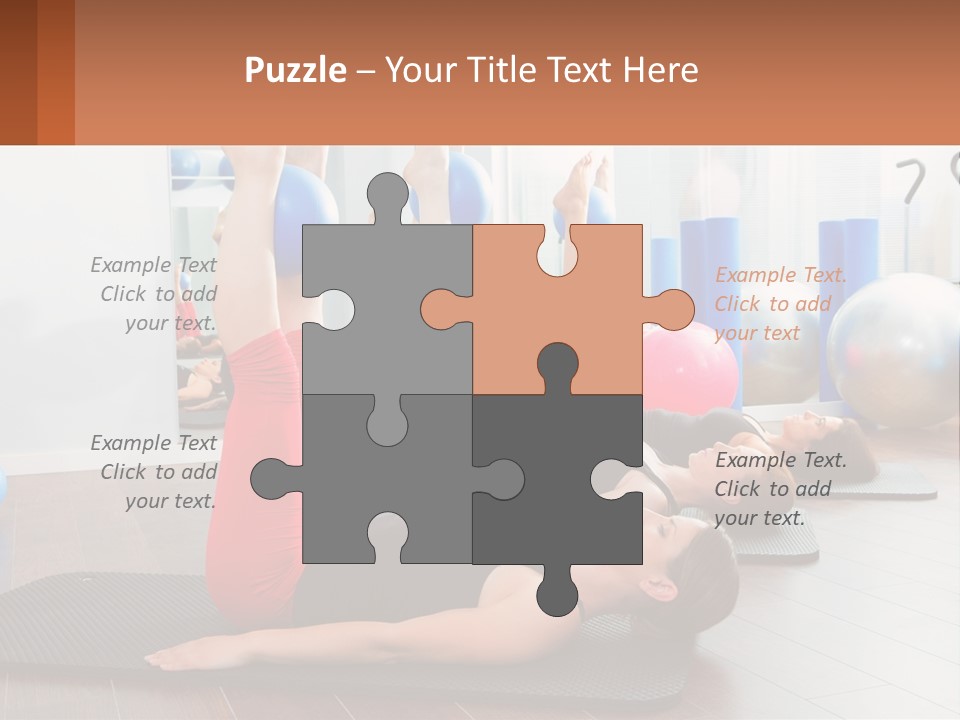 A Group Of Women Doing Yoga Exercises In A Gym PowerPoint Template