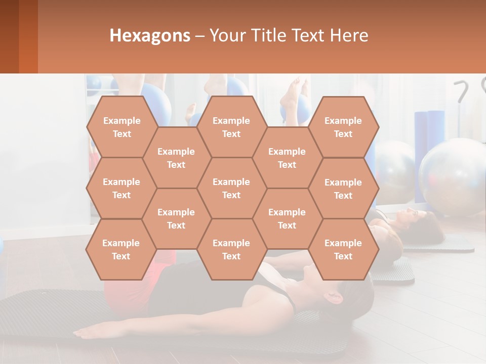 A Group Of Women Doing Yoga Exercises In A Gym PowerPoint Template