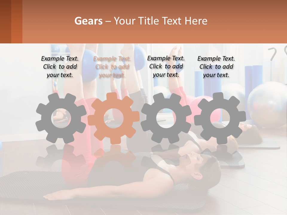 A Group Of Women Doing Yoga Exercises In A Gym PowerPoint Template