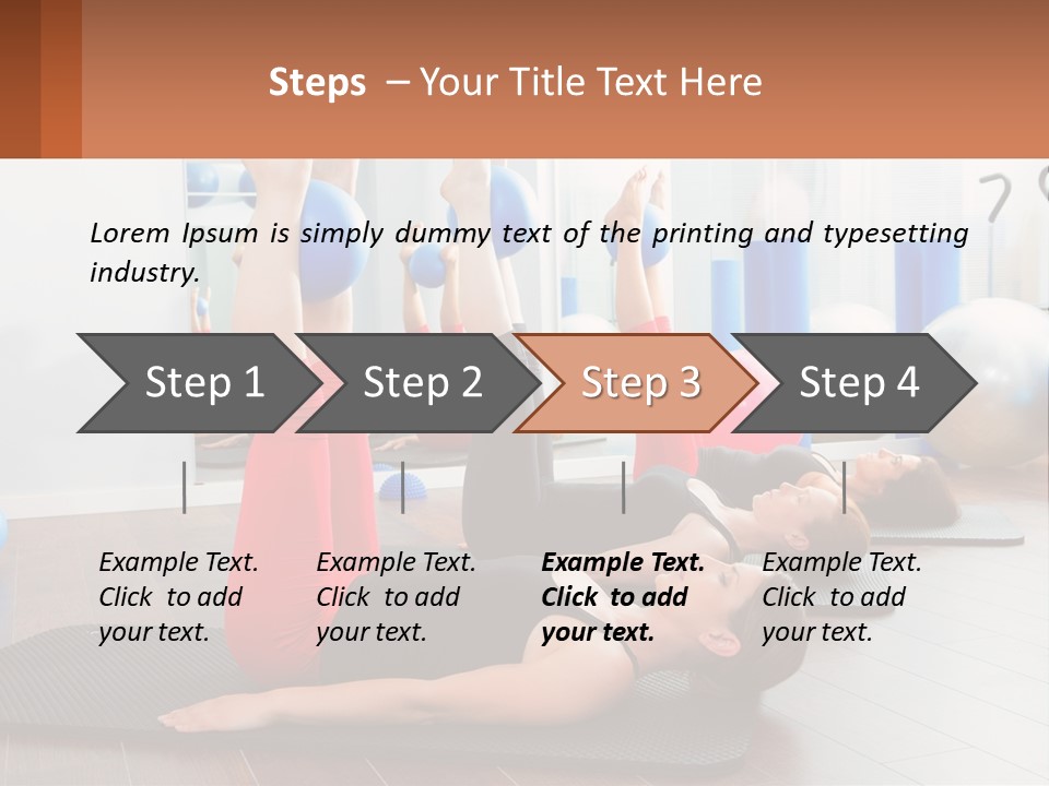A Group Of Women Doing Yoga Exercises In A Gym PowerPoint Template