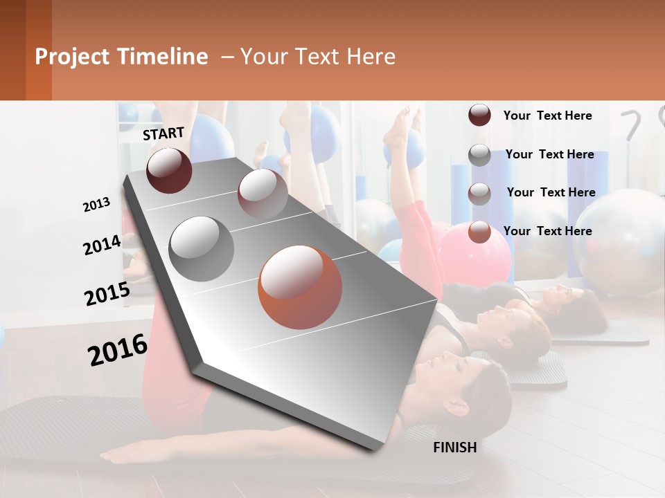 A Group Of Women Doing Yoga Exercises In A Gym PowerPoint Template