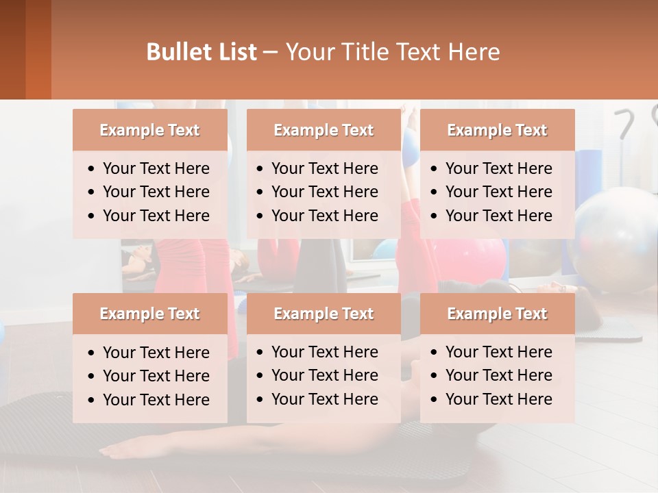 A Group Of Women Doing Yoga Exercises In A Gym PowerPoint Template