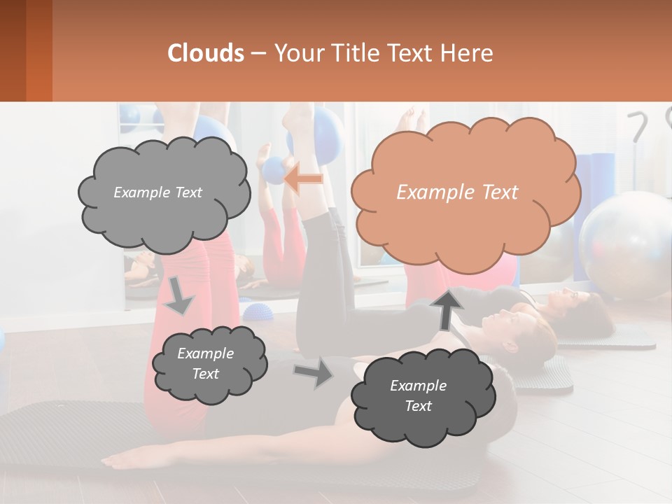 A Group Of Women Doing Yoga Exercises In A Gym PowerPoint Template