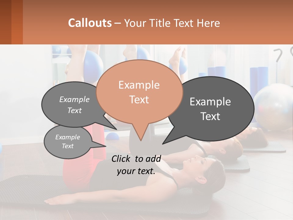 A Group Of Women Doing Yoga Exercises In A Gym PowerPoint Template