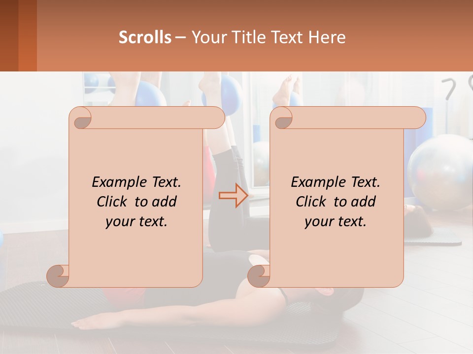 A Group Of Women Doing Yoga Exercises In A Gym PowerPoint Template