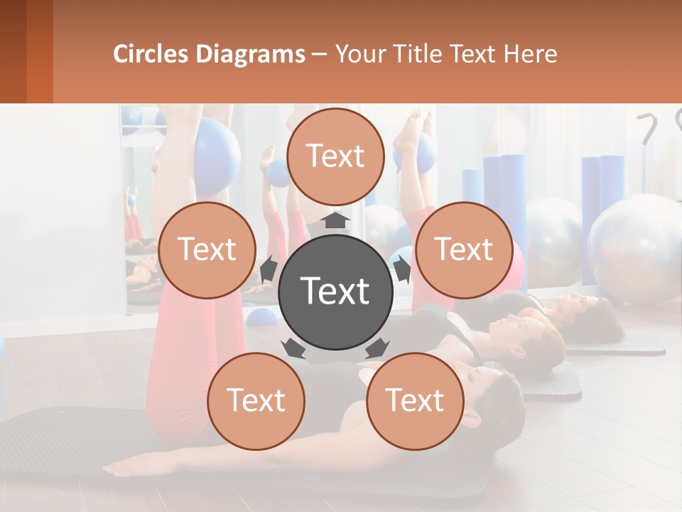 A Group Of Women Doing Yoga Exercises In A Gym PowerPoint Template