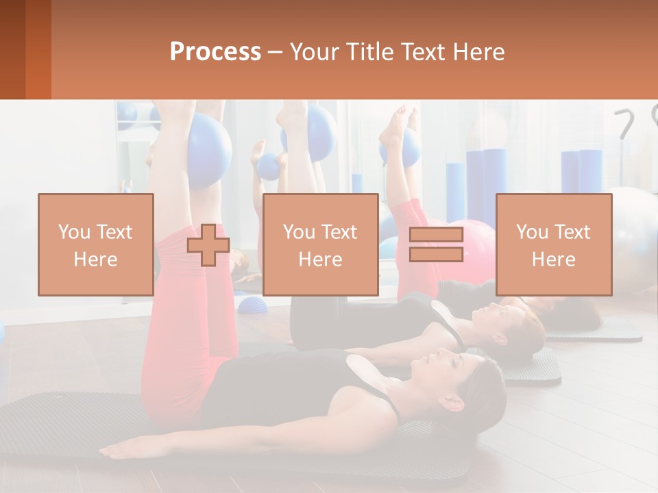 A Group Of Women Doing Yoga Exercises In A Gym PowerPoint Template