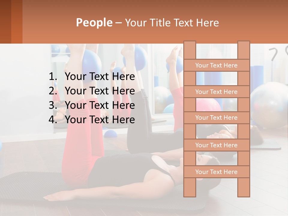 A Group Of Women Doing Yoga Exercises In A Gym PowerPoint Template