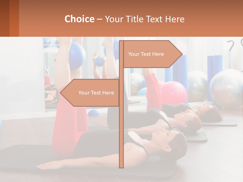 A Group Of Women Doing Yoga Exercises In A Gym PowerPoint Template