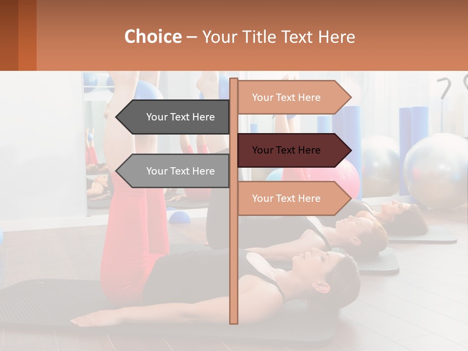 A Group Of Women Doing Yoga Exercises In A Gym PowerPoint Template