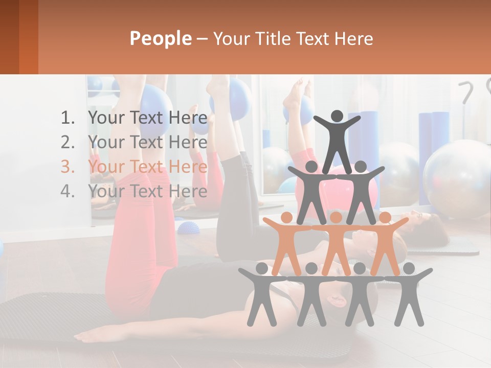 A Group Of Women Doing Yoga Exercises In A Gym PowerPoint Template