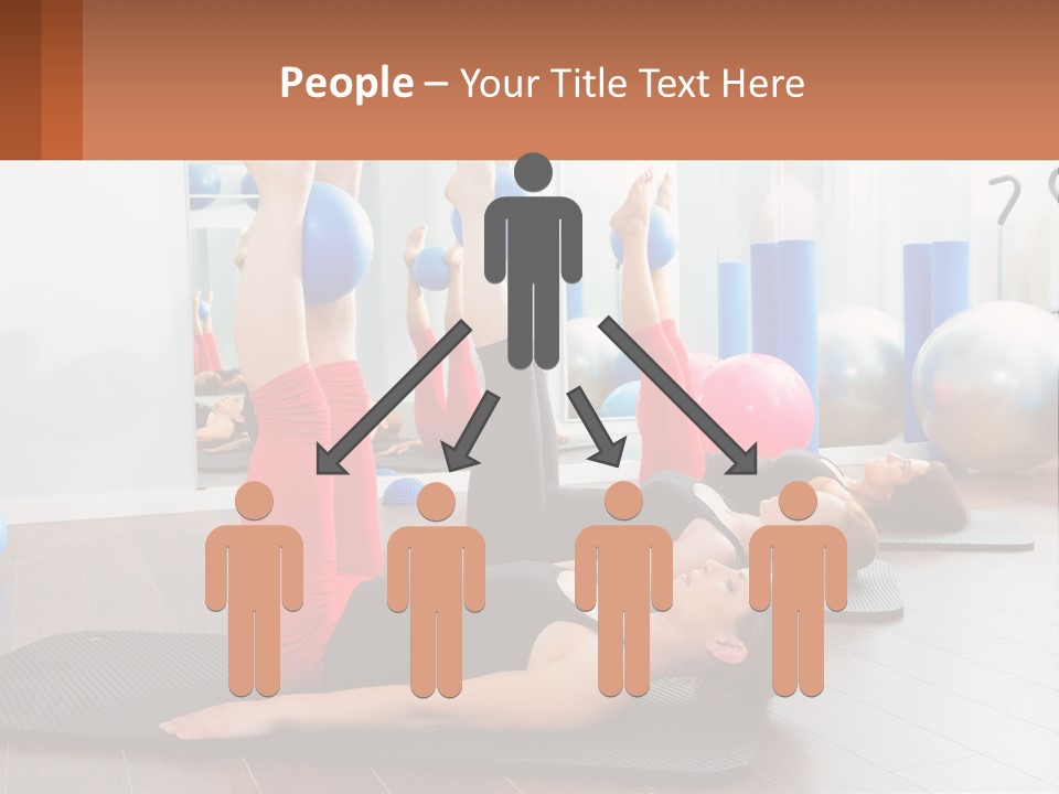 A Group Of Women Doing Yoga Exercises In A Gym PowerPoint Template