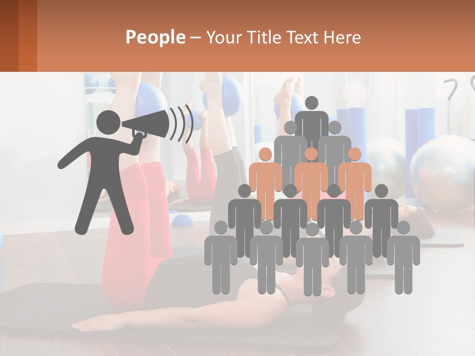 A Group Of Women Doing Yoga Exercises In A Gym PowerPoint Template