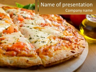 A Pizza Sitting On Top Of A Wooden Cutting Board PowerPoint Template