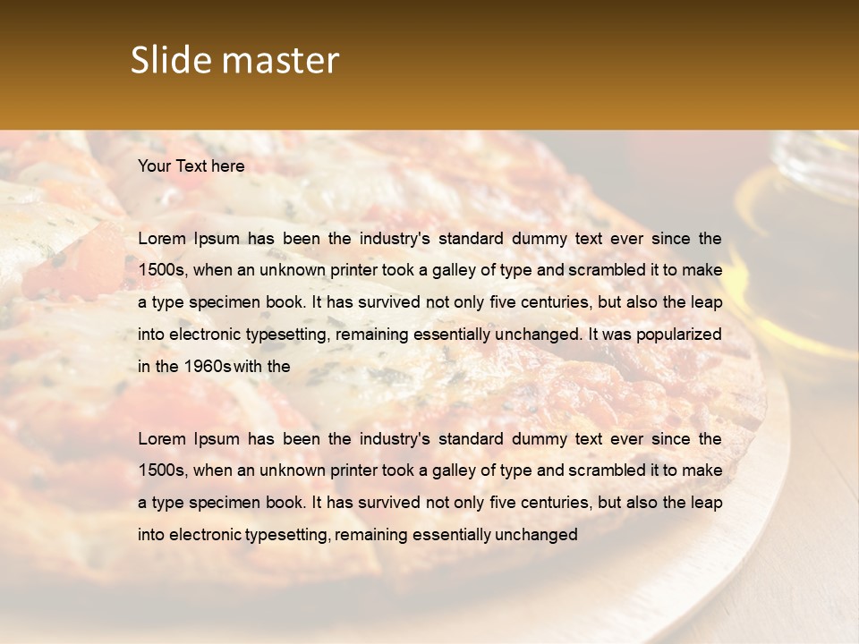 A Pizza Sitting On Top Of A Wooden Cutting Board PowerPoint Template