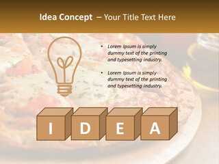 A Pizza Sitting On Top Of A Wooden Cutting Board PowerPoint Template