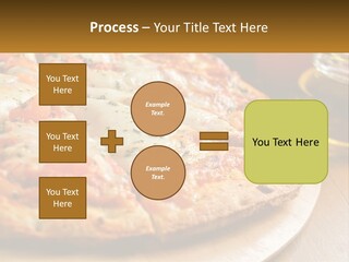 A Pizza Sitting On Top Of A Wooden Cutting Board PowerPoint Template