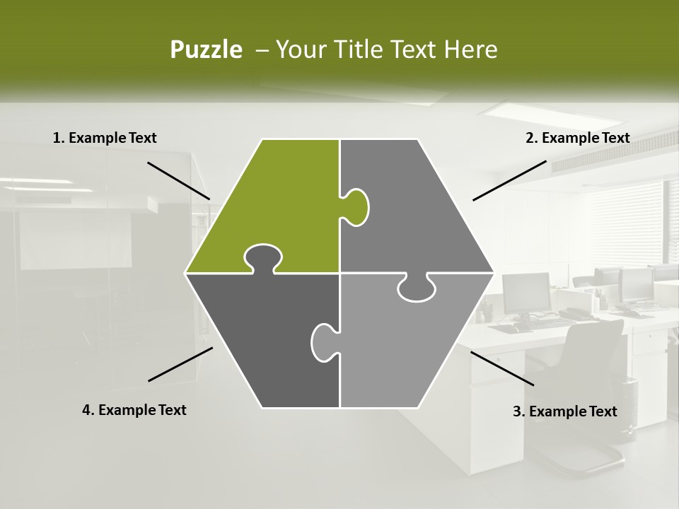An Office With A Desk And Computer On It PowerPoint Template