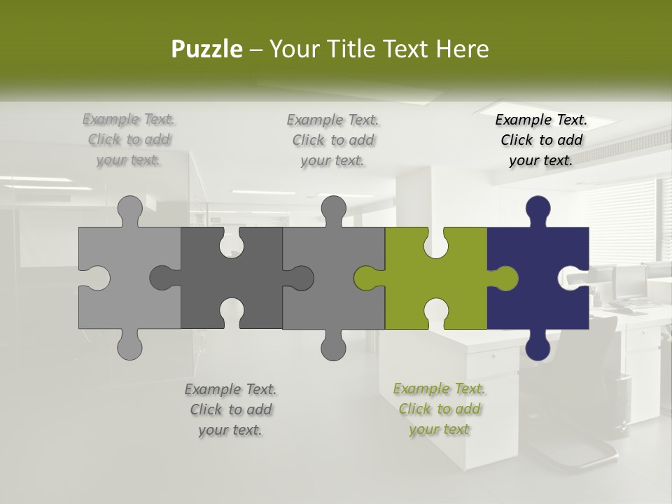 An Office With A Desk And Computer On It PowerPoint Template