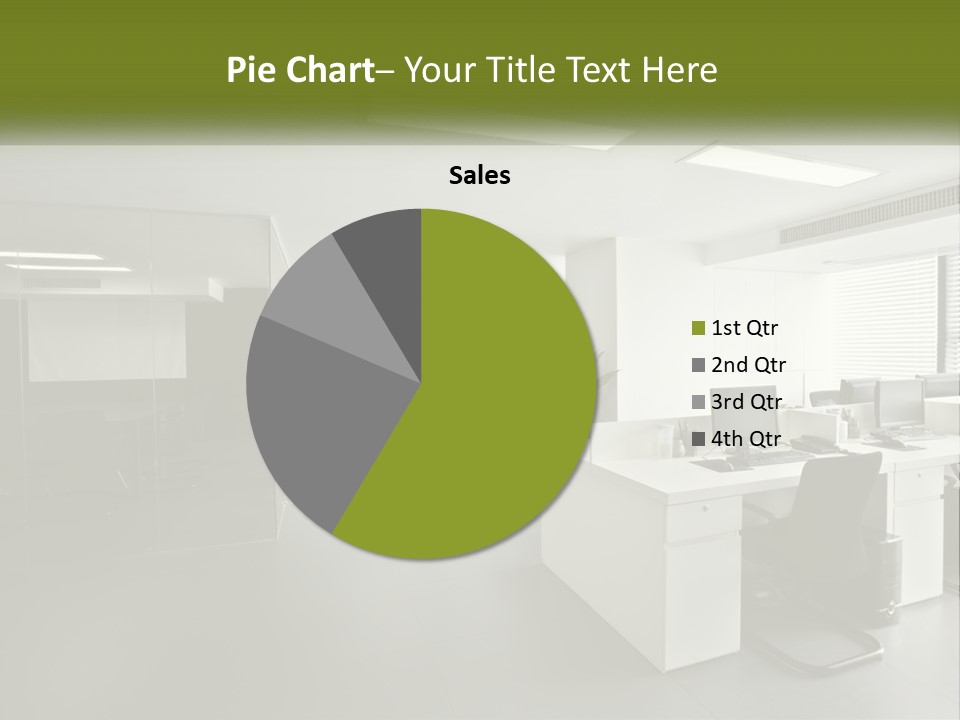 An Office With A Desk And Computer On It PowerPoint Template