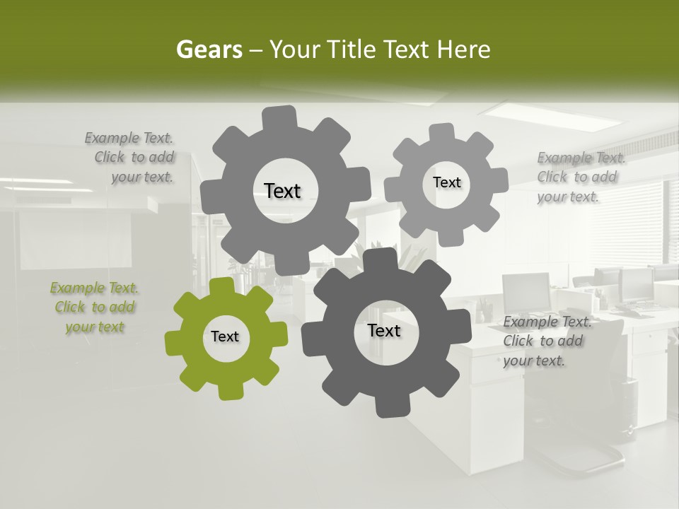 An Office With A Desk And Computer On It PowerPoint Template