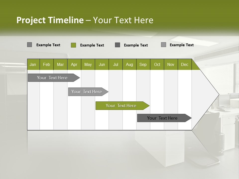 An Office With A Desk And Computer On It PowerPoint Template